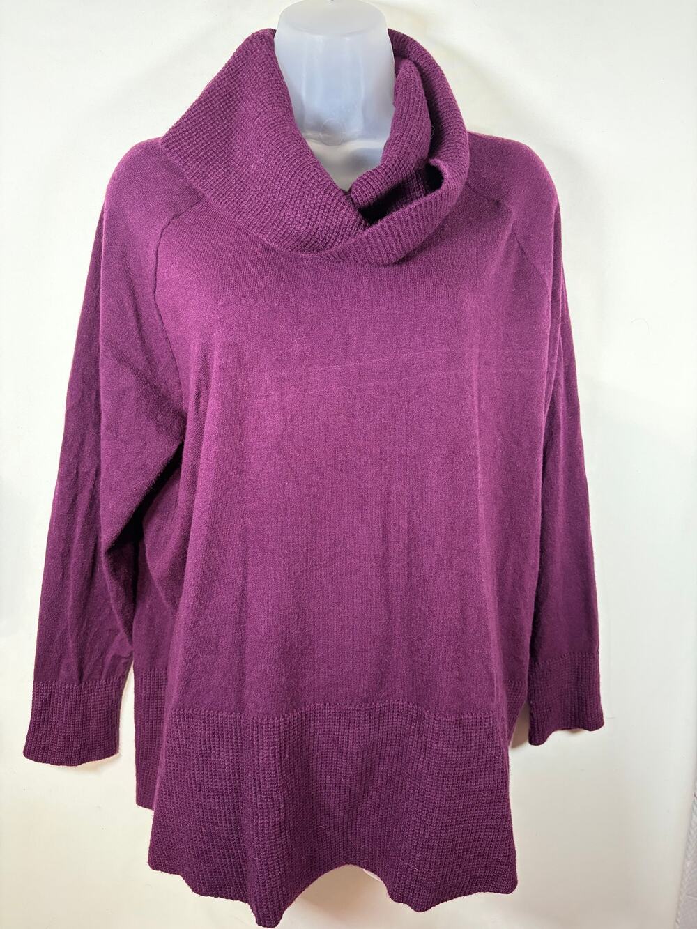 Long Purple Cowl Neck Sweater Size 1X EUC